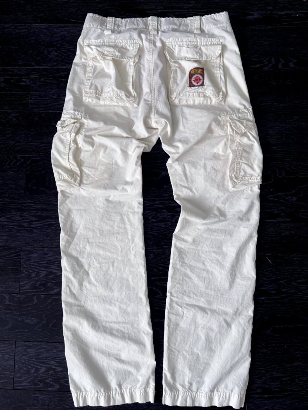 Replay Jeans Mens White Cargo Pants Y2K White Lightweight 30 - Picture 3 of 5